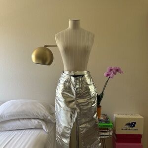 Topshop MOTO Metallic Cropped Kick Flare Dree Jeans